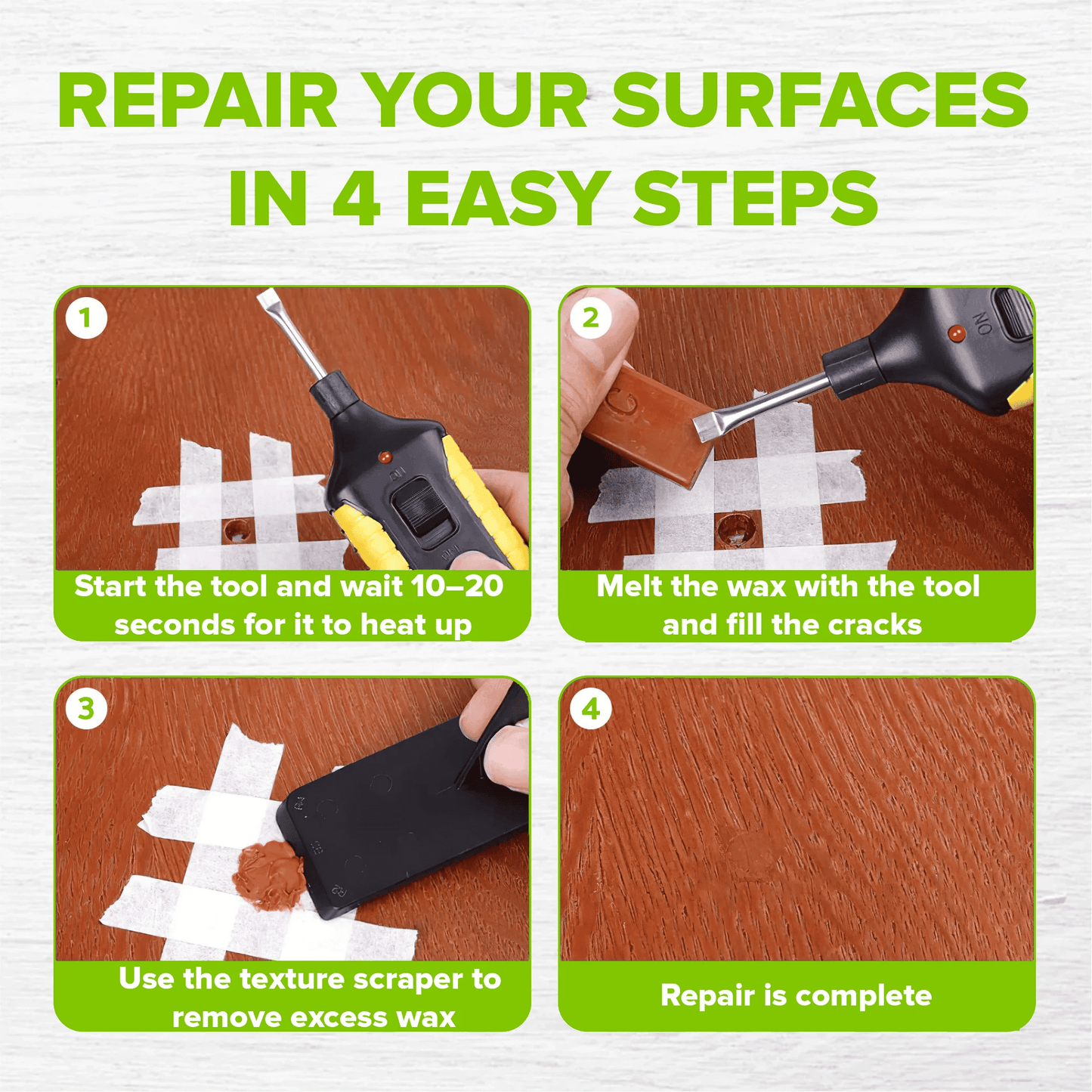 Nordlifes™ Floor Repair Kit – Fix Scratches & Cracks on Wood, Laminate, Tile | Includes Wax & Sandpaper