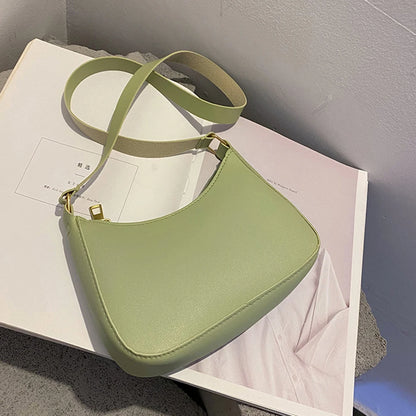 New Women's Fashion Handbags Retro Solid Color PU Leather Shoulder Underarm Bag Casual Women Hobos Handbags