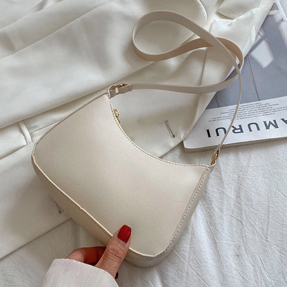 New Women's Fashion Handbags Retro Solid Color PU Leather Shoulder Underarm Bag Casual Women Hobos Handbags